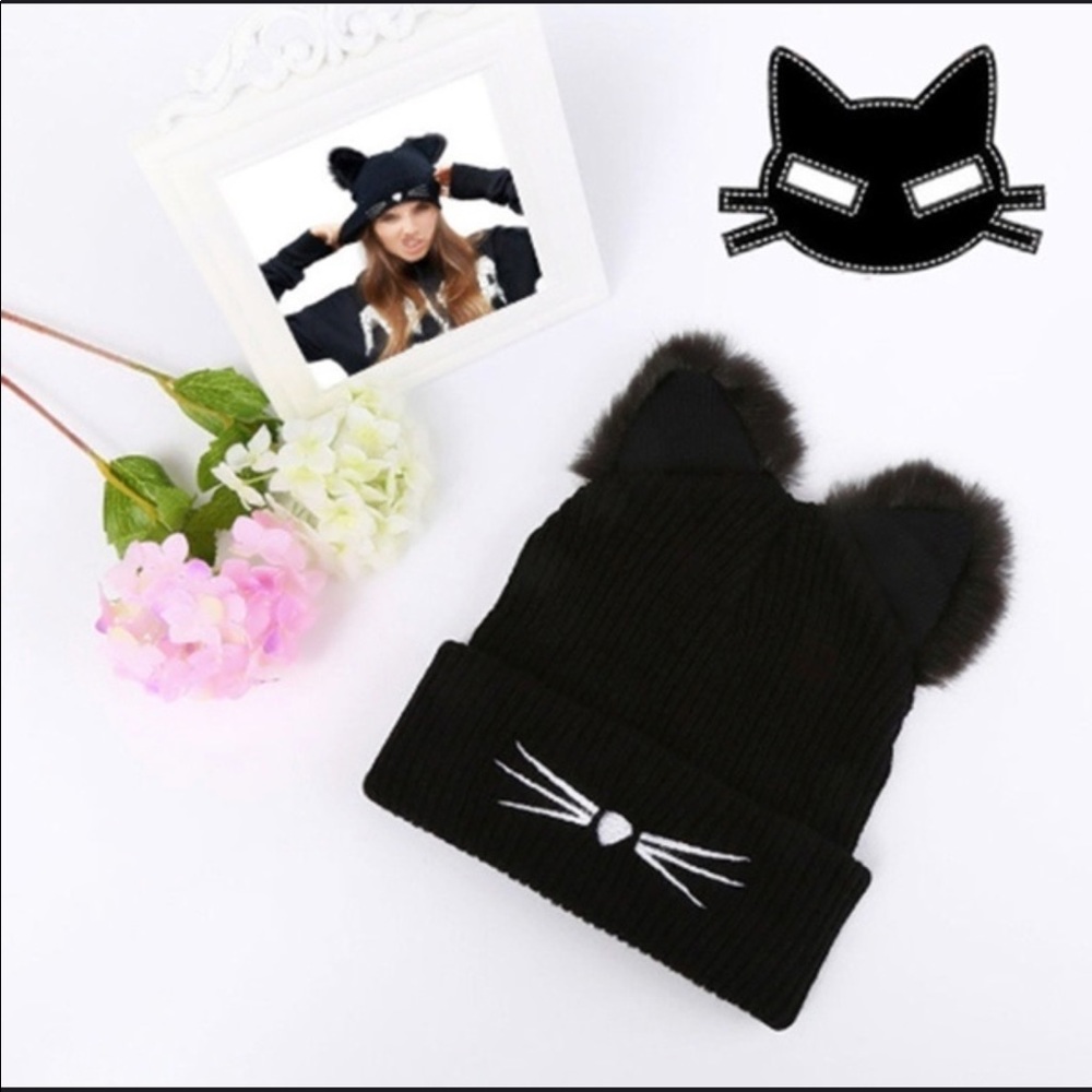 Quirky Kitty Cat Whiskers Beanie Hat - Picture 7 of 8